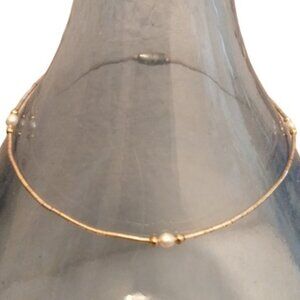 Pearl + Silver Metallic Beads Anklet